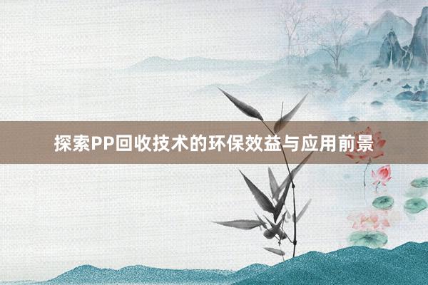 探索PP回收技术的环保效益与应用前景